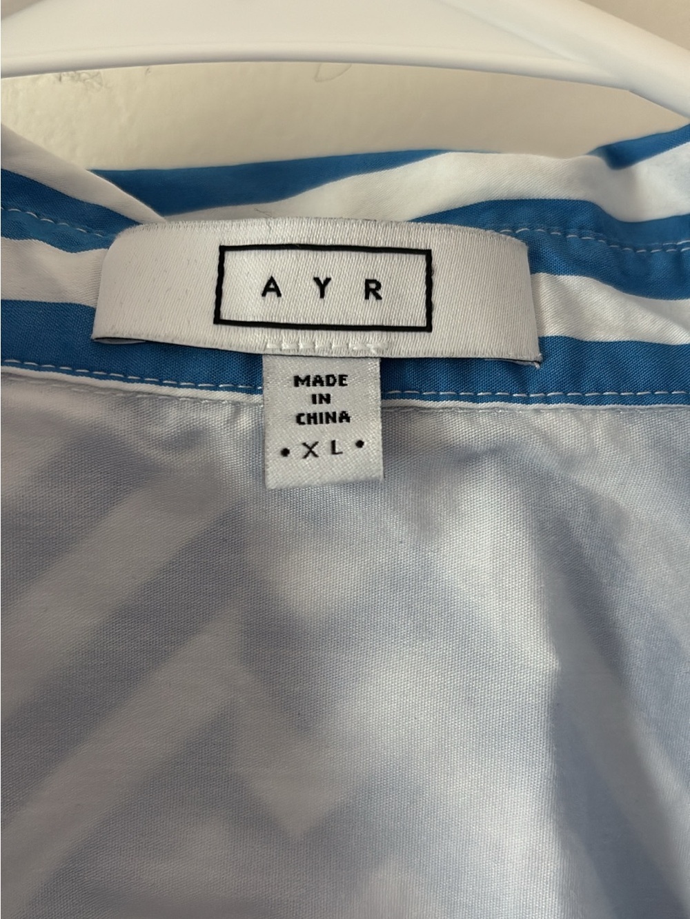 AYR The Deep End Button Down Shirt in Dark Blue Stripe XL - Picture 3 of 4